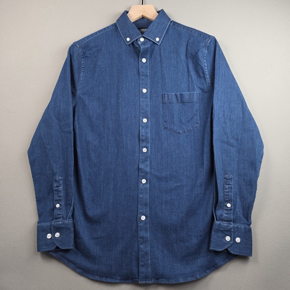 Under 5'10 Denim Shirt Mens Small Blue Stretch Button Down Long Sleeve Chambray